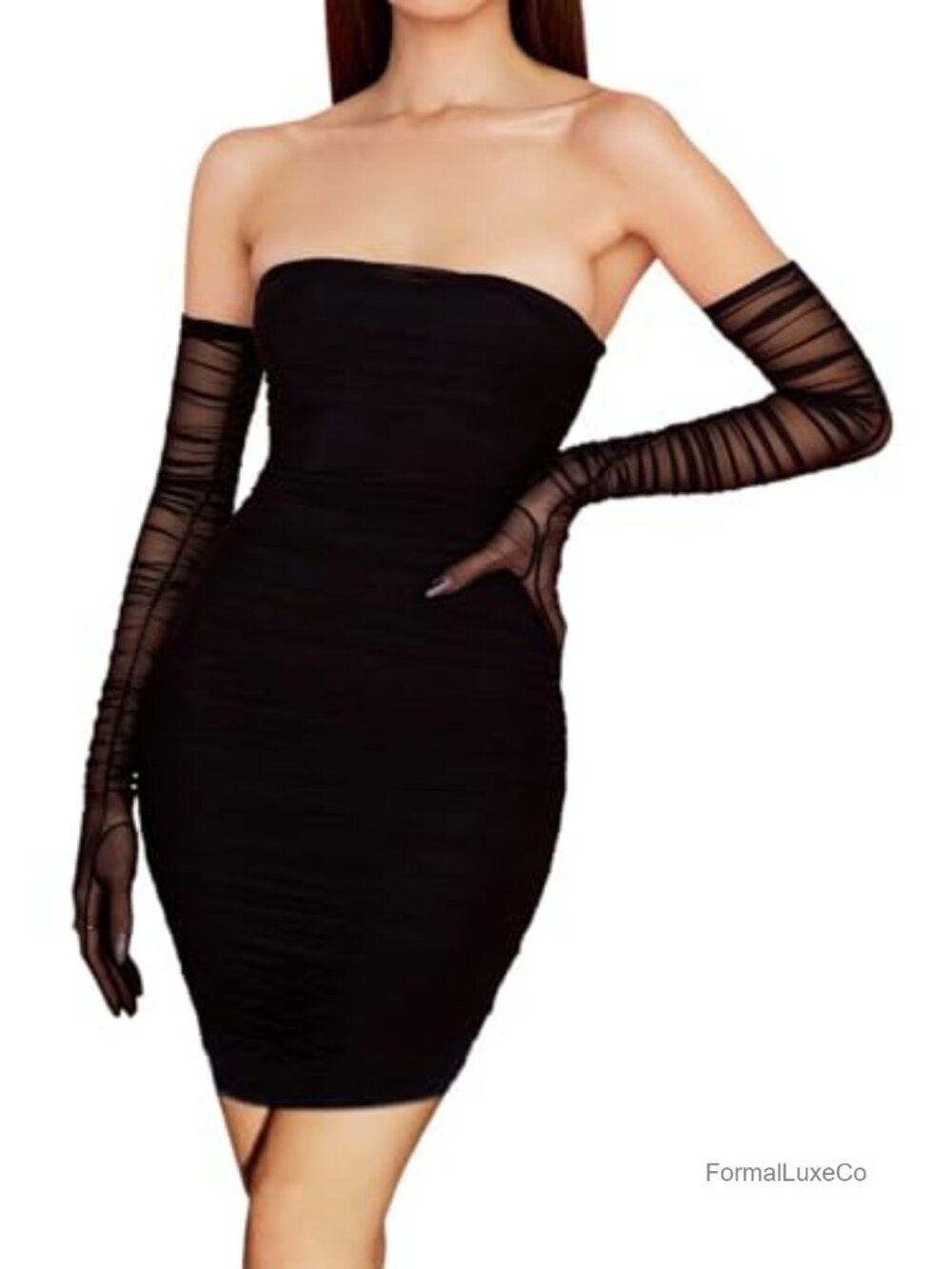 Super Long Stretchy Ruched Mesh Tulle Sheer Gloves Opera Party Dance Gloves